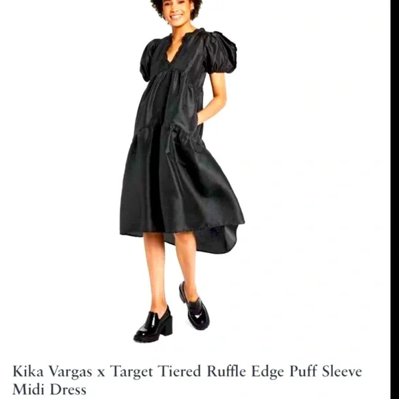 KIKA VARGAS Tiered Ruffle Puff Sleeve Dress - Picture 1 of 4